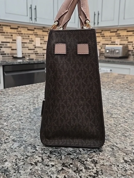 Michael Kors Reagan Signature Brown Medium Satchel - Picture 6 of 14